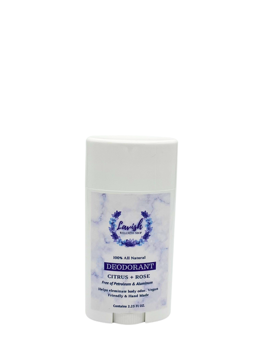 100% Natural Deodorant (Citrus + Rose) 2.25 oz.