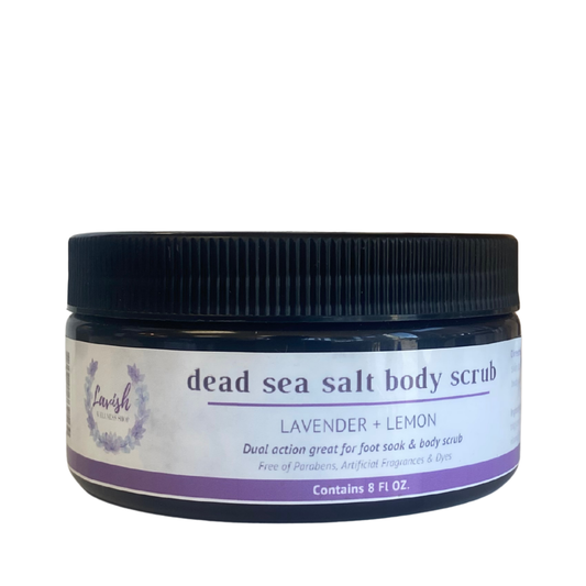 Lavish Wellness Shop Lavender + Lemon Dead Sea Salt Scrub 8 oz.