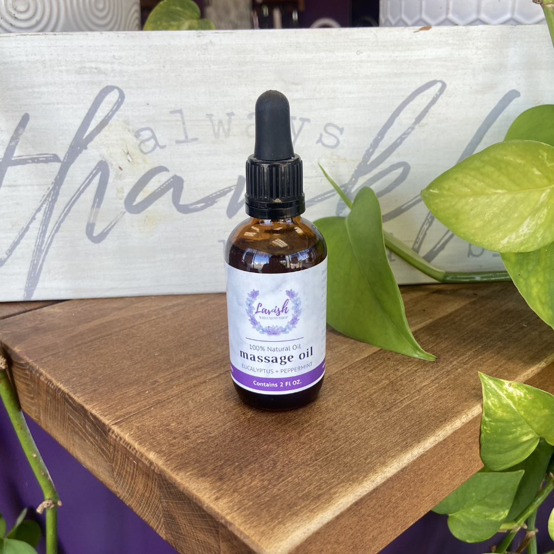 Lavish Wellness Shop Massage & Body Oil (Eucalyptus + Peppermint) 2 oz.