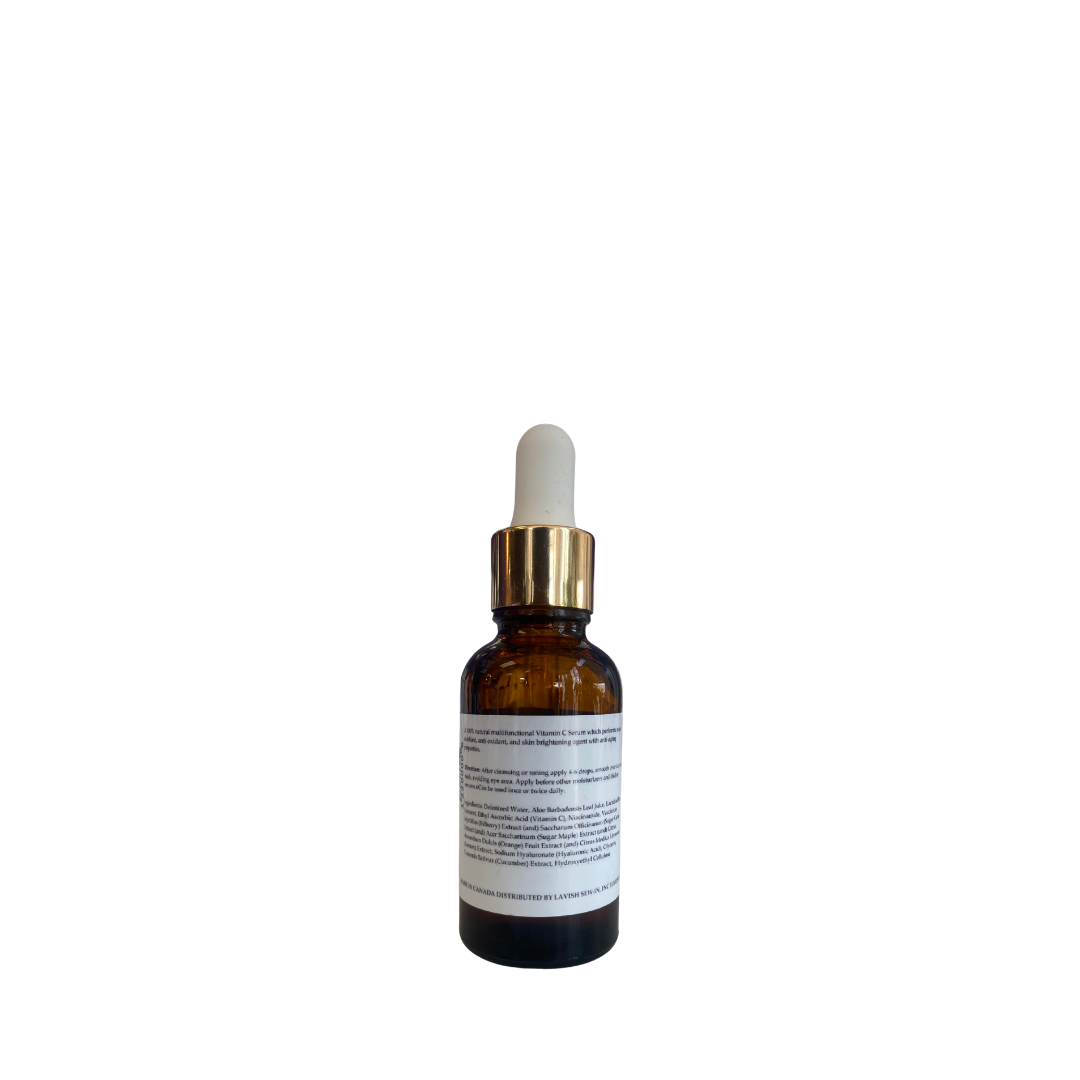 Lavish Wellness Shop All Natural Vitamin C Brightening Face Serum with Hyaluronic Acid 1 oz.
