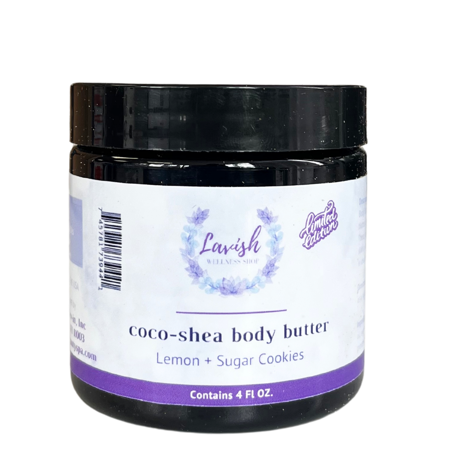 natural body butter in a black jar