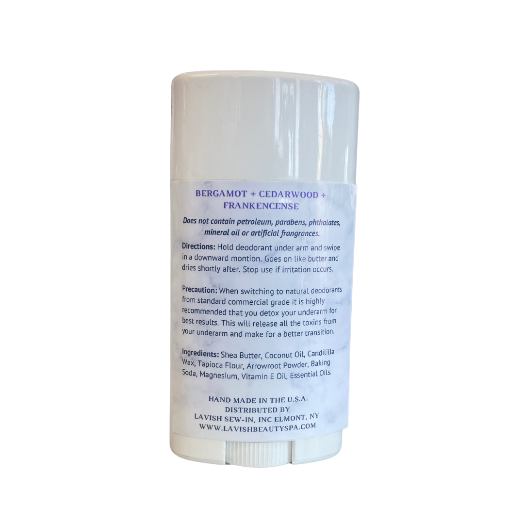 Natural Deodorant (Bergamot + Cedarwood + Frankincense) 2.25 oz.