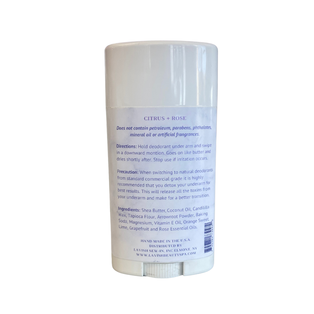 100% Natural Deodorant (Citrus + Rose) 2.25 oz.