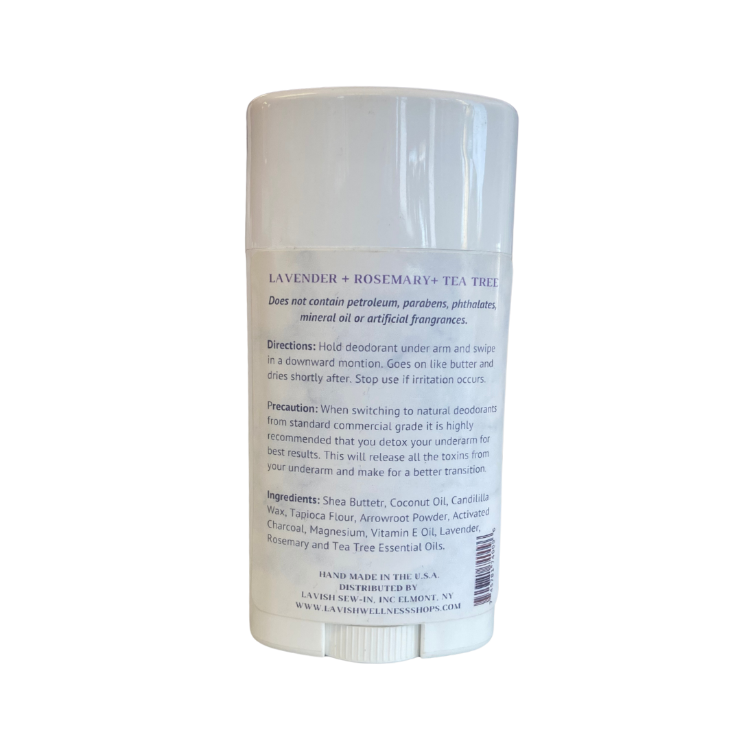 100% Natural Deodorant (Lavender & Rosemary) with Activated Charcoal 2.25 oz.