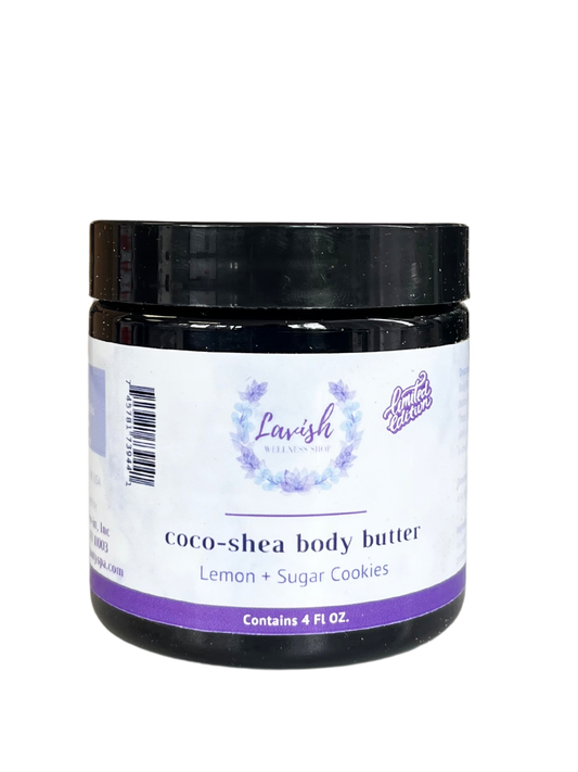 natural body butter in a black jar