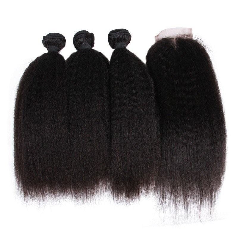 15% Off Lace Closure + Bundle Deals - Brazilian Coarse Yaki Hair
